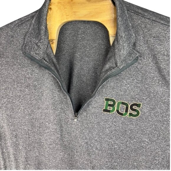 UltraClub Pullover Mens XL Grey BOS Quarter-Zip Long-Sleeve Cool & Dry Polyester - Picture 4 of 9